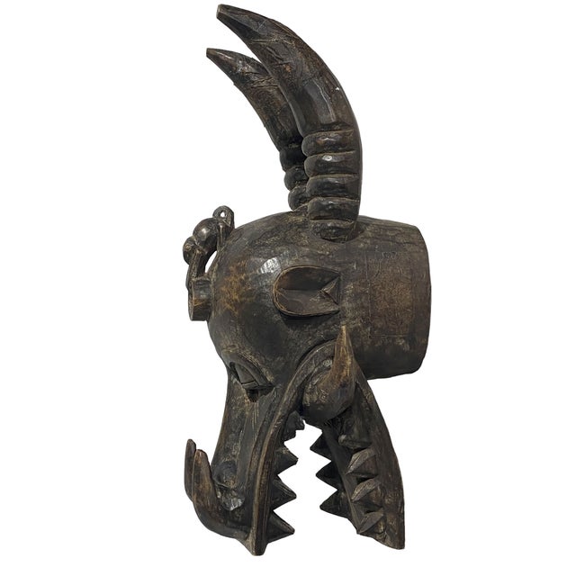 Vintage Large Senufo African Fire Spitter Mask Wanyugo For Sale - Image 4 of 5