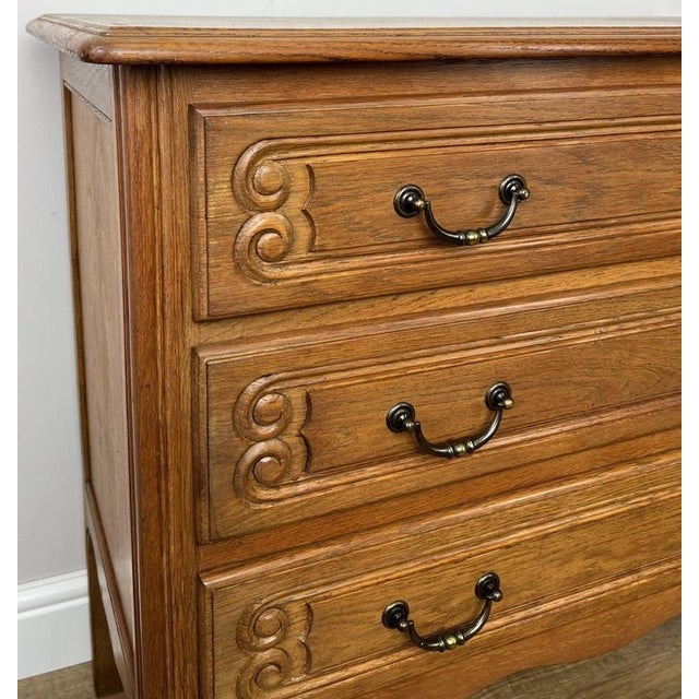 Wood Vintage French Louis Style Oak Chest of 3 Drawers For Sale - Image 7 of 15