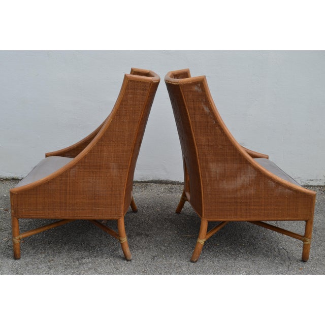 John McGuire Pair, Barbara Barry McGuire Mid-Century Modern Caned Lounge Chairs Refinished For Sale - Image 4 of 16