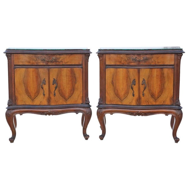Black Large Antique Figured Walnut Bedside Tables, 1925, Set of 2 For Sale - Image 8 of 8