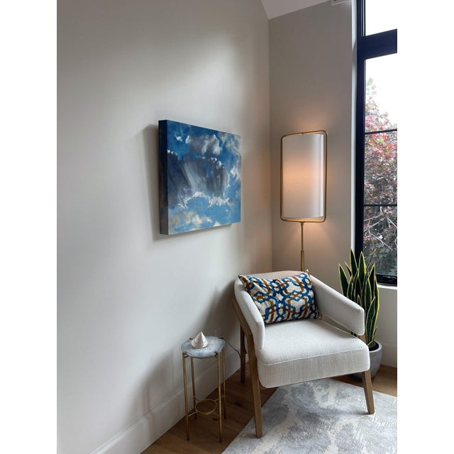 Abstract Sky 57 by James Van Fossan | Oil on silver leaf cradled panel of a blue sky with clouds For Sale - Image 3 of 3