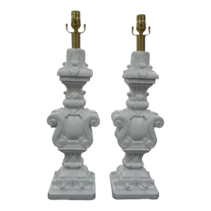 1960s Pair of Hollywood Regency Plaster Lamps