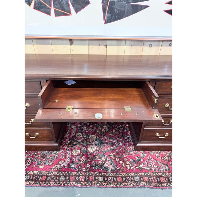 Henkel Harris Mahogany Double Pedestal Executive Desk For Sale - Image 10 of 12