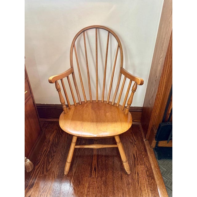 2000 - 2009 Vintage Solid Wood Windsor Hoop Back Armchair For Sale - Image 5 of 7