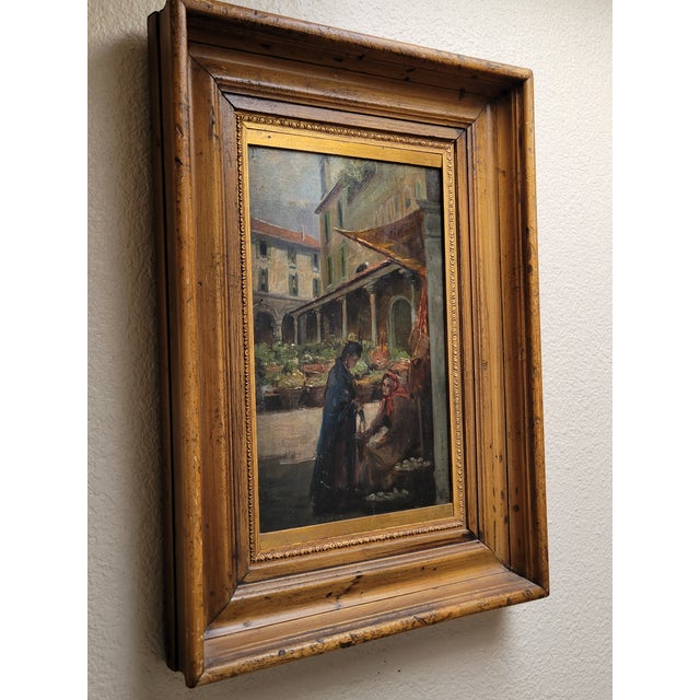 Antique Early 1900s Oil on Panel of a Venetian Market Scene by m.s. Loresen (?) For Sale - Image 9 of 17