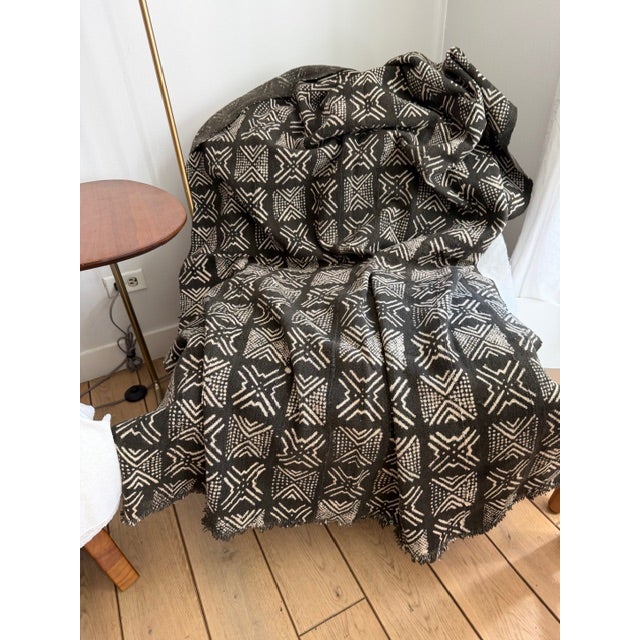 Brown Vintage African Bogolan Mudcloth Handwoven Cotton Panel 64" X 43" For Sale - Image 8 of 10