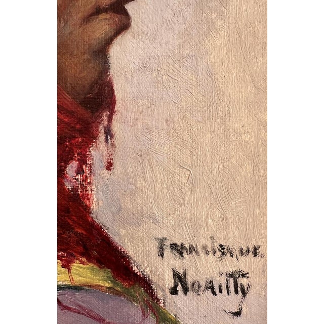 Francisque Noailly, Lady, Oil on Canvas & Cardboard, Framed For Sale - Image 3 of 13