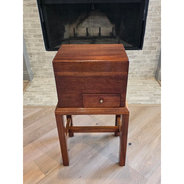 19th Century English Victorian Era Mahogany Apothecary Travel Chest Box on Stand With Glass Jars For Sale - Image 4 of 18