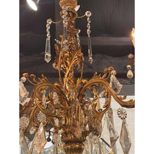 19th Century Italian Bronze and Crystal Chandelier For Sale - Image 4 of 6