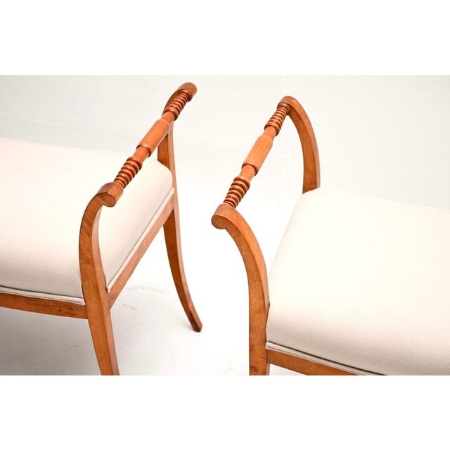 Antique Biedermeier Swedish Satin Birch Stools, 1850, Set of 2 For Sale - Image 6 of 10