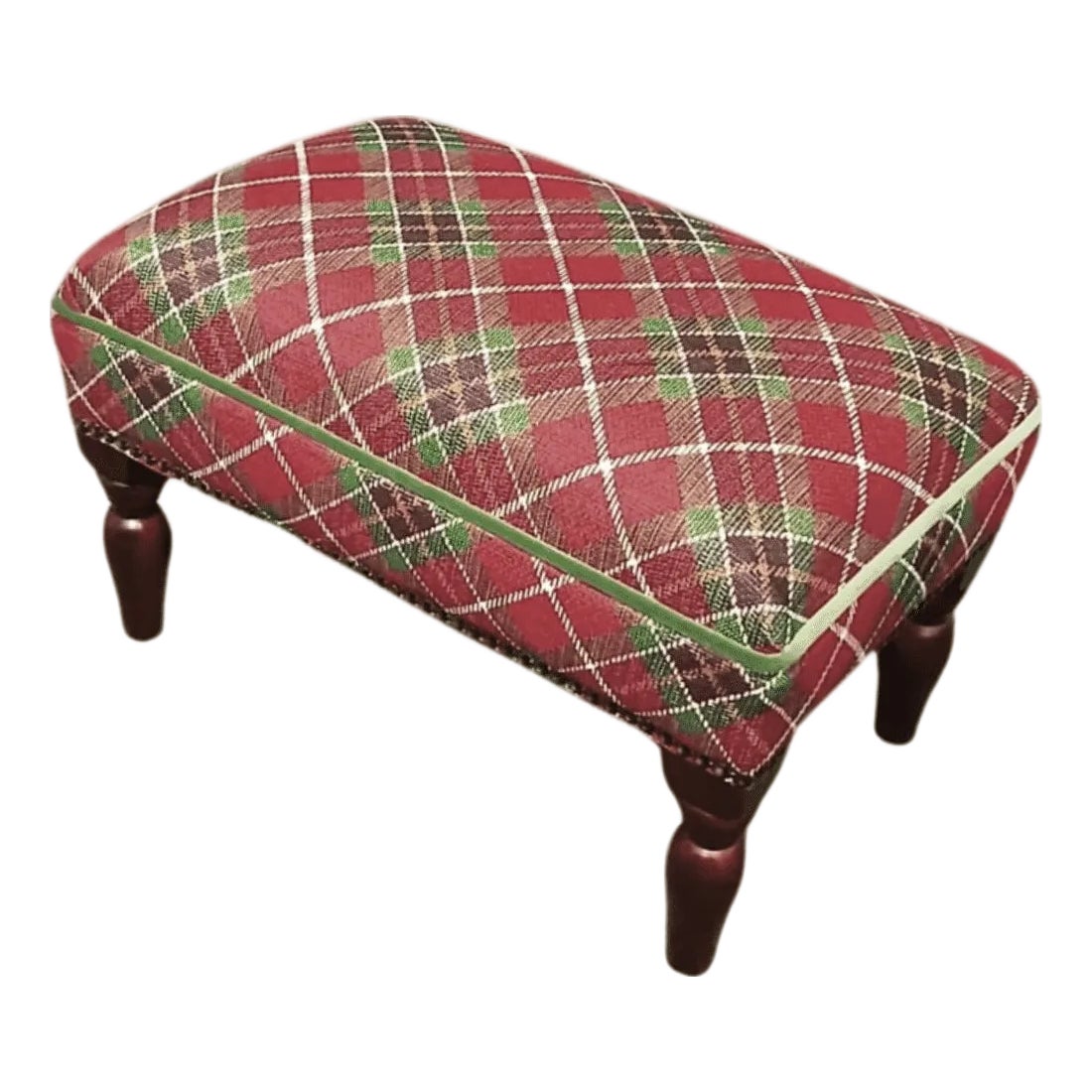 Scottish Plaid Upholstered Stool | Chairish