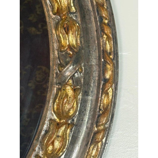19th Century Italian Oval Mirror in Burnished Silver Leaf and Gold For Sale In Los Angeles - Image 6 of 8