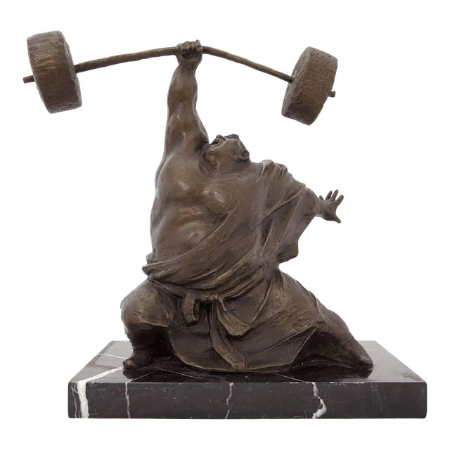 Yaohui Wu, Weight Lifter Chinese Contemporary Art Bronze Sclupture, 2001 For Sale
