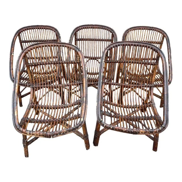 Rattan Armchairs, 1950s, Set of 5 For Sale - Image 11 of 11
