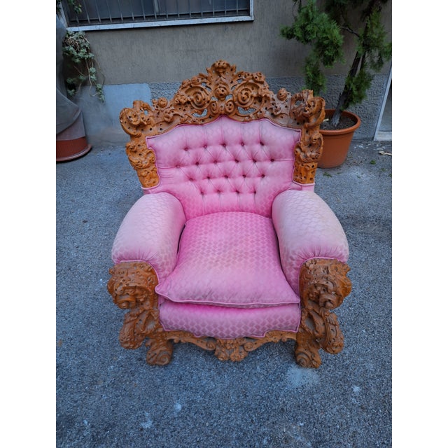 Vintage Armchair with Urano Palma Pink Fabric, 1980s For Sale - Image 11 of 18