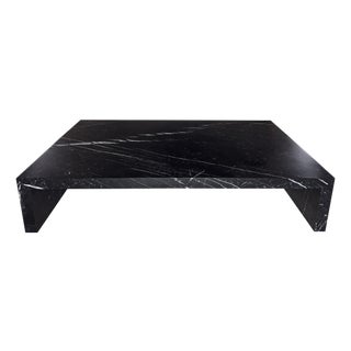 Contemporary Custom Honed Nero Marquina Coffee Table For Sale