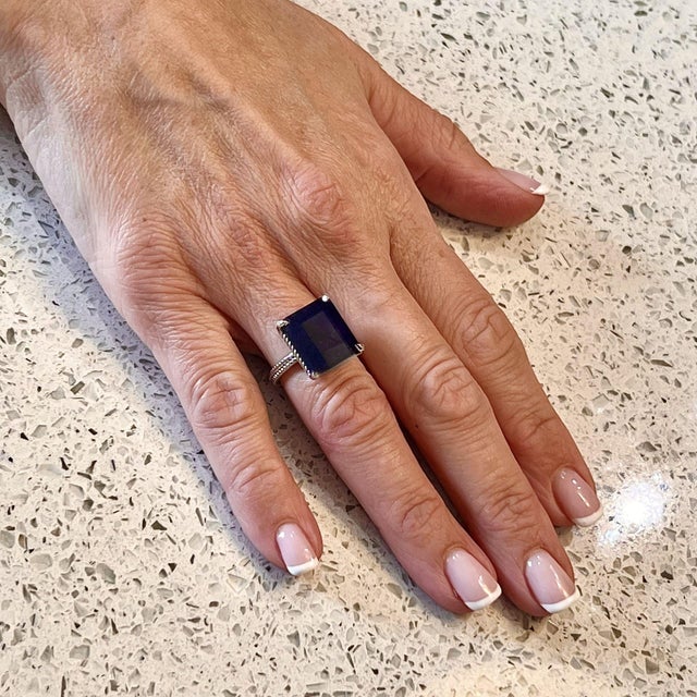 Natural Solitaire Sapphire Ring 6.5 14k W Gold 7 TCW Certified For Sale - Image 16 of 18