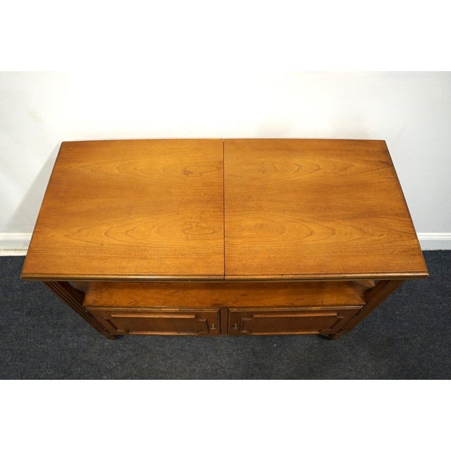 Brown Davis Cabinet Co. Solid Walnut Italian Provincial 80" Flip Top Server Buffet For Sale - Image 8 of 12