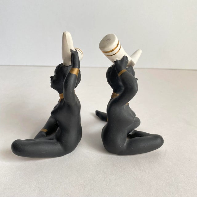 Ceramic Vintage 1950s Female Nude Ceramic Figurines African Tribal Women Japan a Pair For Sale - Image 7 of 12