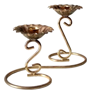 Vintage Brass Double Candlestick Holder