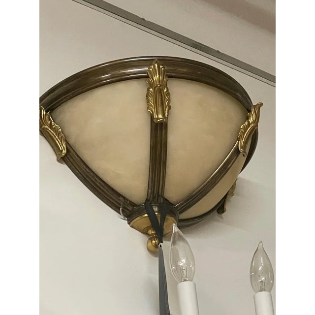 Italian bronze and alabaster shades wall sconce - Elegant Lighting Fixture for Timeless Home Decor