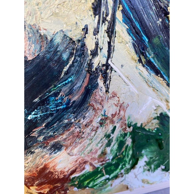 Vintage Abstract Expressionist Impasto Landscape Painting on Board in Handmade Wood Frame 12" X 15" For Sale - Image 10 of 10