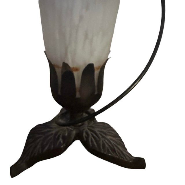 Mid-Century Modern Vintage Lily Lamps on Cast Iron Base - A Pair For Sale - Image 3 of 10