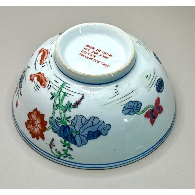 Ceramic Late 20th Century Chinese Floral Porcelain Bowl For Sale - Image 7 of 9