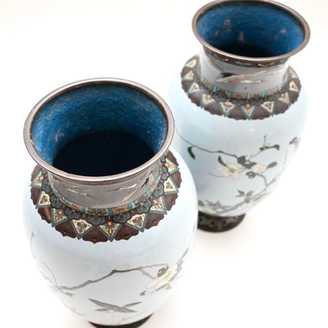 Vintage Japanese Cloisonne Vases, 1950, Set of 2 For Sale - Image 4 of 11
