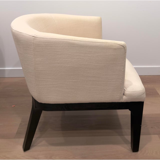 Contemporary Pair of West Elm Oliver Modern Barrel Chairs in Cream For Sale - Image 3 of 8