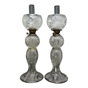 Victorian Brilliant Cut Glass Table Lamps a Pair