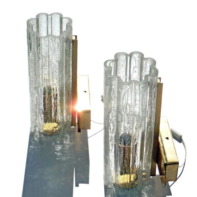 Mid-Century Modern Mid-Century Hand-Blown Glass and Brass Wall Sconces from Doria Leuchten, Germany, 1970s, Set of 2 For Sale - Image 3 of 7