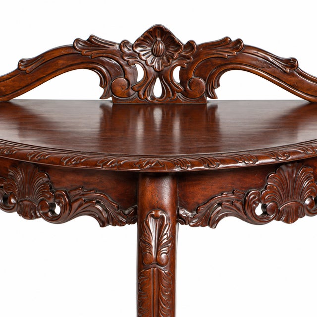 Antique Venetian Mahogany Demilune Console by Eugenio Quarti For Sale - Image 11 of 14