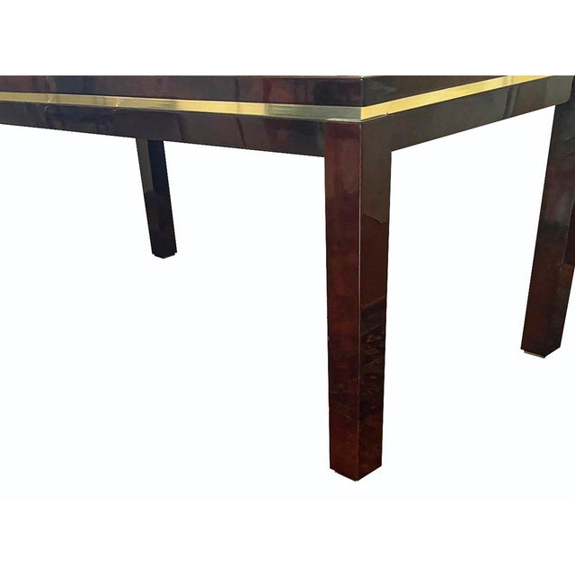 Italian Goatskin Tobacco Dining Table attributed to Aldo Tura, 1970s For Sale - Image 5 of 8