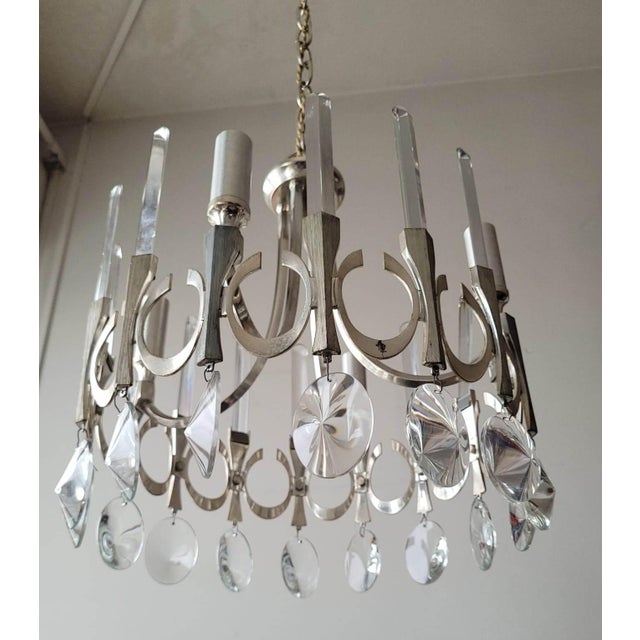 Silver Vintage Ovali Pendant Lamp by Gaetano Sciolari for Sciolari, 1960s For Sale - Image 8 of 9