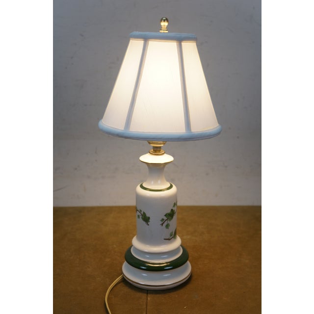 Vintage Porcelain Green Ivy Wine Vanity Boudoir Table Lamp 12" For Sale - Image 4 of 13