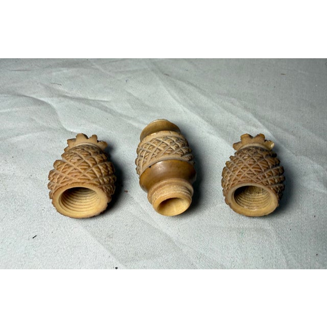 Shell Antique Elaborate 19th-Century Sewing Needle Case Hand Carved Coquilla Nut Box For Sale - Image 7 of 7