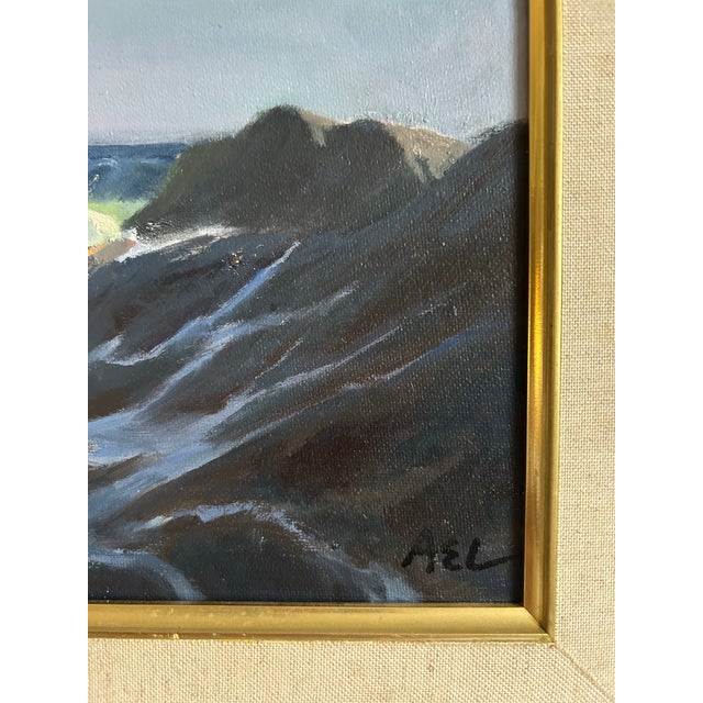 Vintage Original Realistic Seascape Oil Painting in Gold Frame For Sale - Image 4 of 6