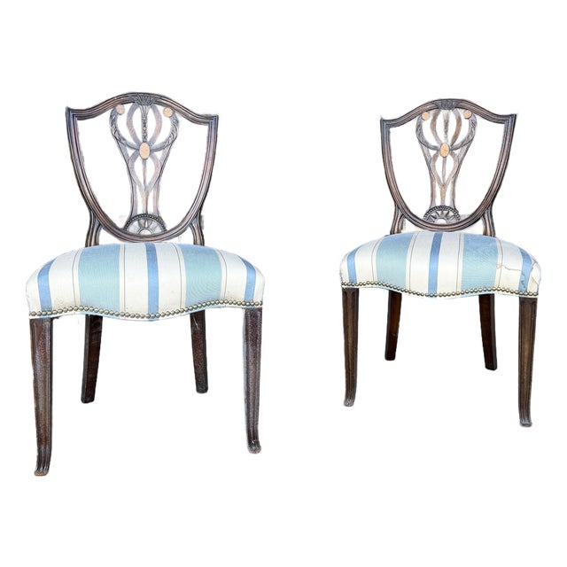 Pair of Hepplewhite Style Dining Chairs For Sale