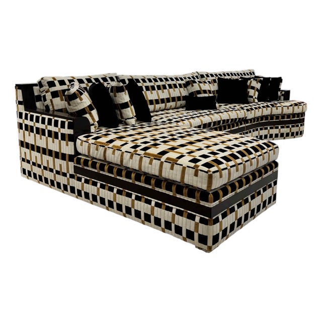 Mid-Century-Modern Geometric Velvet Sectional Attr to Milo Baughman for Thayer Coggin For Sale