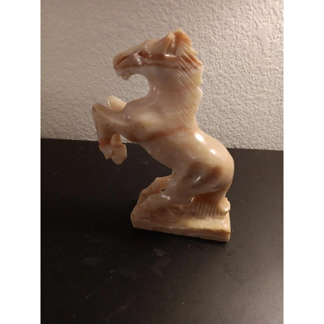 GORGEOUS Carved Variegated Solid Onyx Likely Italian 7" Gallop Horse Sculpture. This stunning sculpture features a...