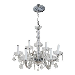 Vintage European Mid-Century Modern Style Six Light Crystal Chandelier For Sale