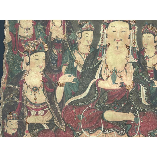 Oriental Tong Dynasty Style Bodhisattva Painting on Paper Mache Wall Art For Sale - Image 11 of 12