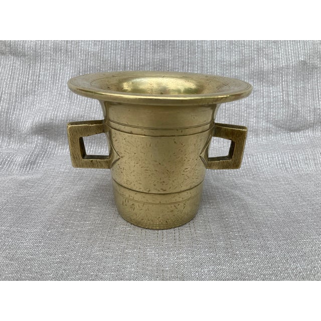 Vintage Polished Bronze Mortar For Sale - Image 4 of 11
