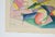 Small mid 20th century watercolor on paper abstract painting in teal, pink and yellow by Naomi Boretz (1935–2023)...