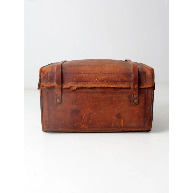 Antique Leather Trunk For Sale - Image 4 of 13