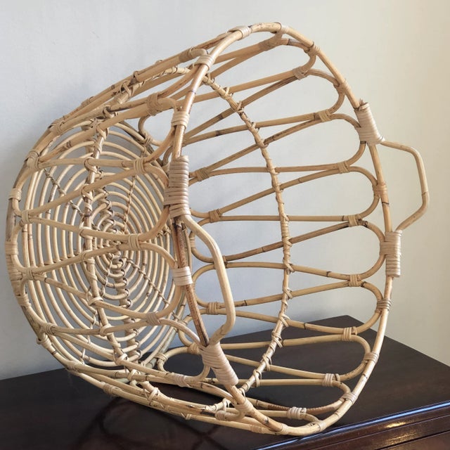 Tan Boho Chic Natural Rattan Laundry / Storage Basket For Sale - Image 8 of 12