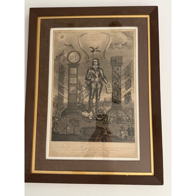 A nicely framed allegorical mezzotint proof of Oliver Cromwell by famed 19th century engraver Charles Turner from the 17th...