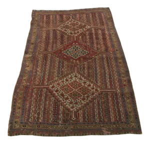 1900s Antique Ghashghai Geometric Design Rug 6'2''x3'6''