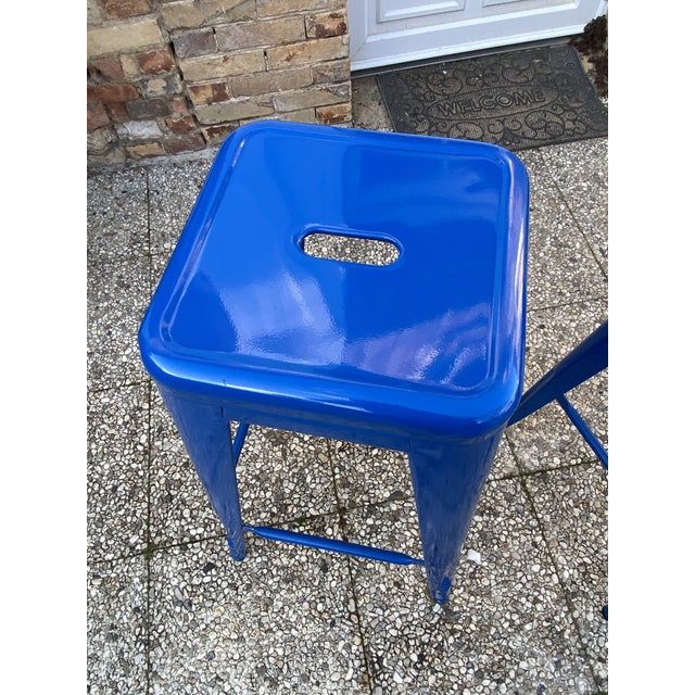 Vintage Industrial Bar Stool in Blue by Xavier Pauchard for Tolix, 2010s For Sale - Image 10 of 18